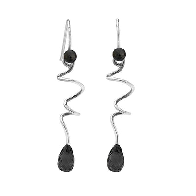 ***Oorbel - Soft Line (Zwarte Spinel)***